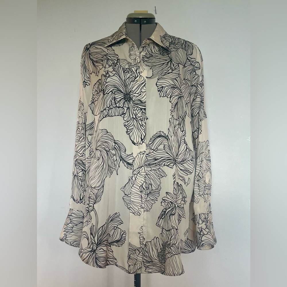 Floral Abstract Print Women's Satin Top - H&M